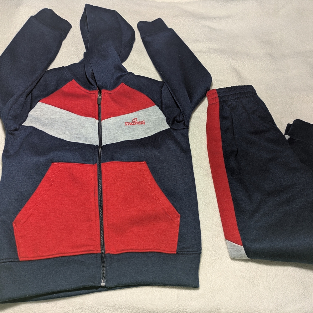 Spalding Kids' Red and Navy Sweatpants & Hoodie Set